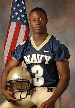 Iwuji in this Navy football uniform