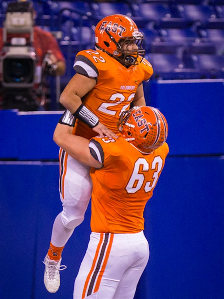 Columbus East's Jaedin Miller and Zach Clark